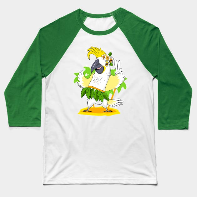 Happy Cockatoo Parrot Baseball T-Shirt by lents